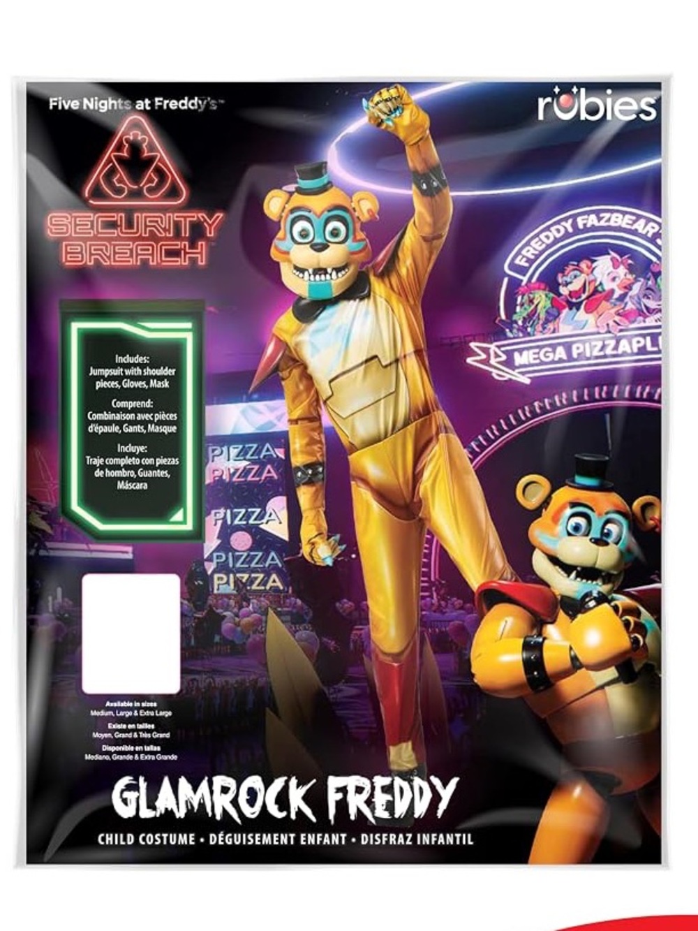 BRAND NEW boy youth five nights at freddy glamrock halloween costume size S 4-6